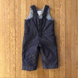 Infant Toddler Black Snow Pants Gray Fleece Lined